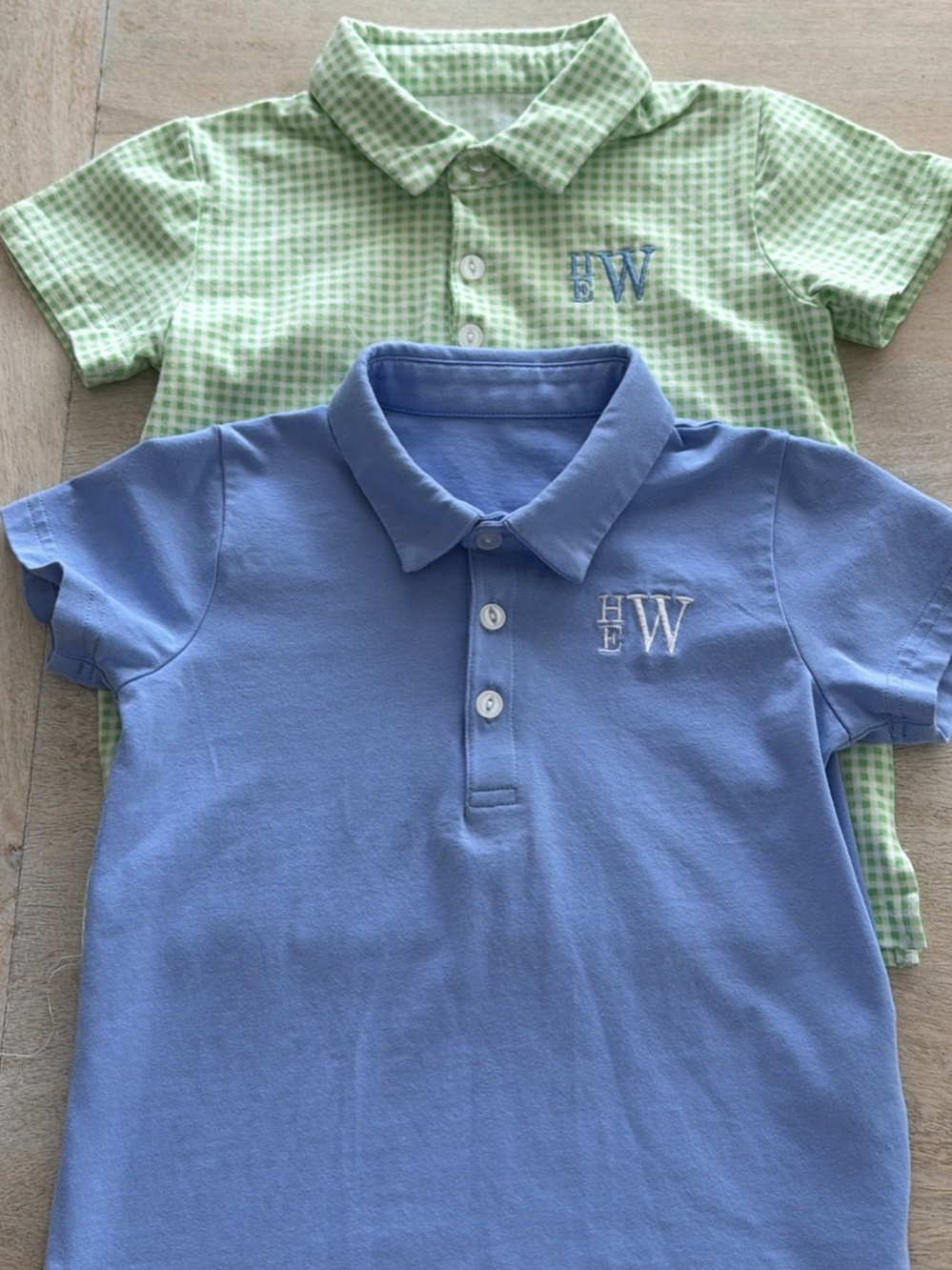 Embroidered HEW Polo Set for Kids - Blue & Light Green
